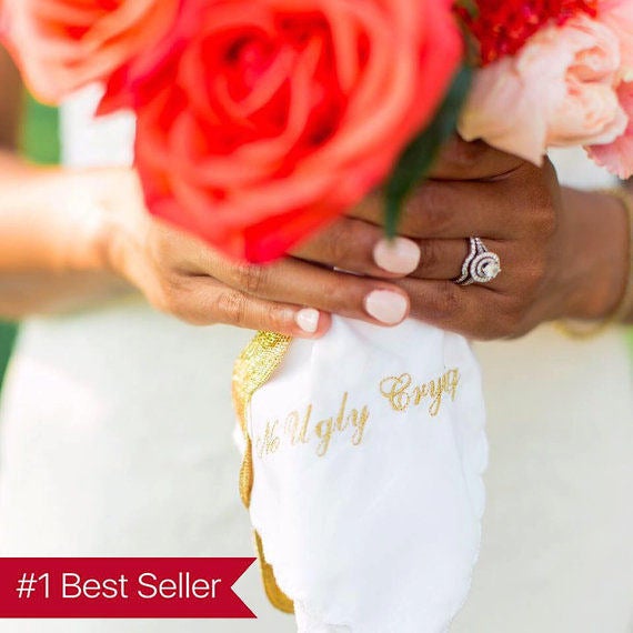 زفاف - Perfect Bridesmaid Gift Set of 7 No Ugly Crying™ Handkerchief  Scallopped edge your choice of color.