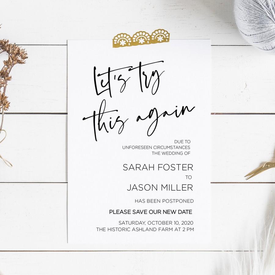 Hochzeit - INSTANT DOWNLOAD Let's Try This Again Change the Date Card 