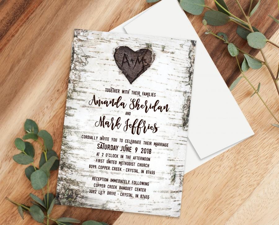 Wedding - Carved Birch Design Invitation for Any Occasion