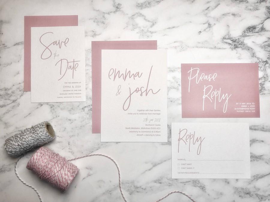 Свадьба - Blush Wedding Invitation - Modern Wedding Invite - Elegant Wedding Stationery - Simple Invitation