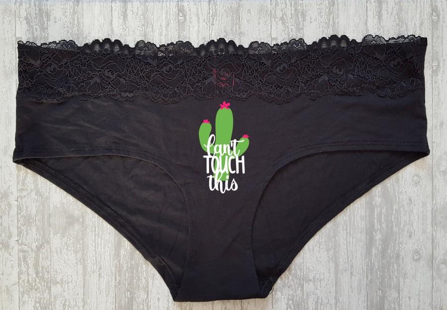 Wedding - Can't Touch This Panties, Cacti Underwear, Women's Underwear, Cactus Panties, Can't Touch This, Funny Underwear, Gift for Her, Lace, Black
