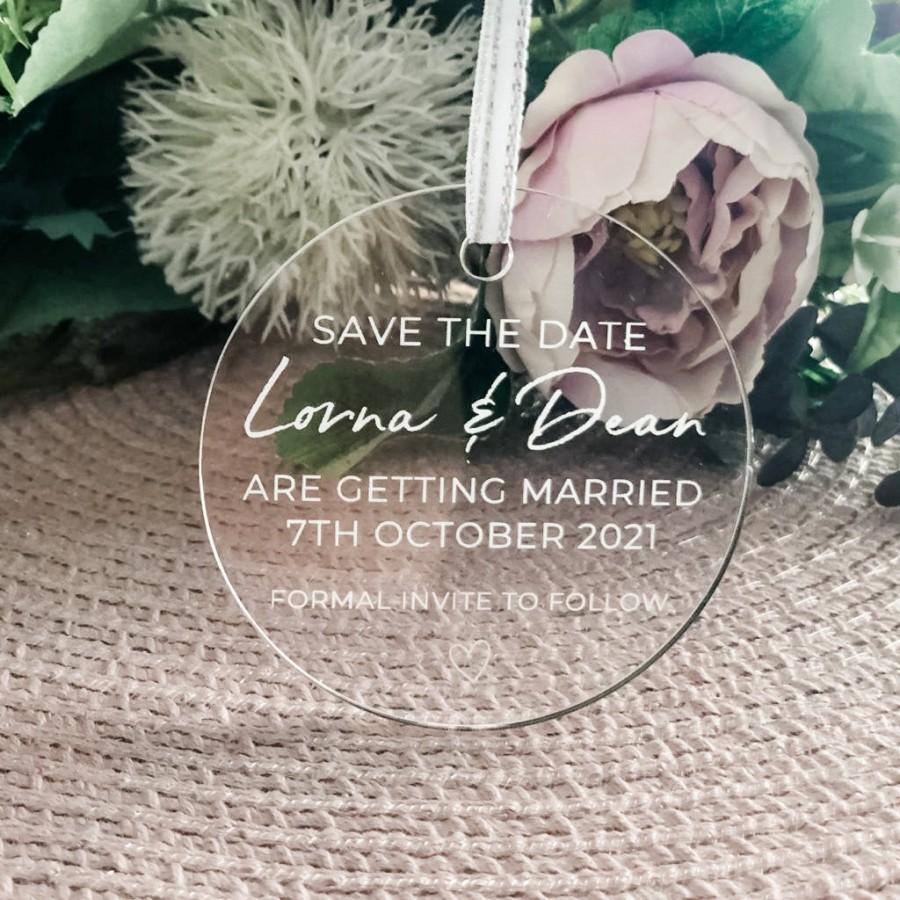 زفاف - Save the Date Hanging Tag, Clear Acrylic Personalised Save the Date, Wedding Save the Date, Save our Date, Wedding Stationary Acrylic