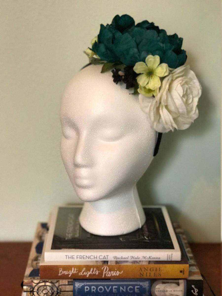 زفاف - The Bleu Crowned Fleur - Blue Flower Crown- Hues of deep teal - Teal Floral Crown - Bohemian - Boho - Headband - Flower Headband