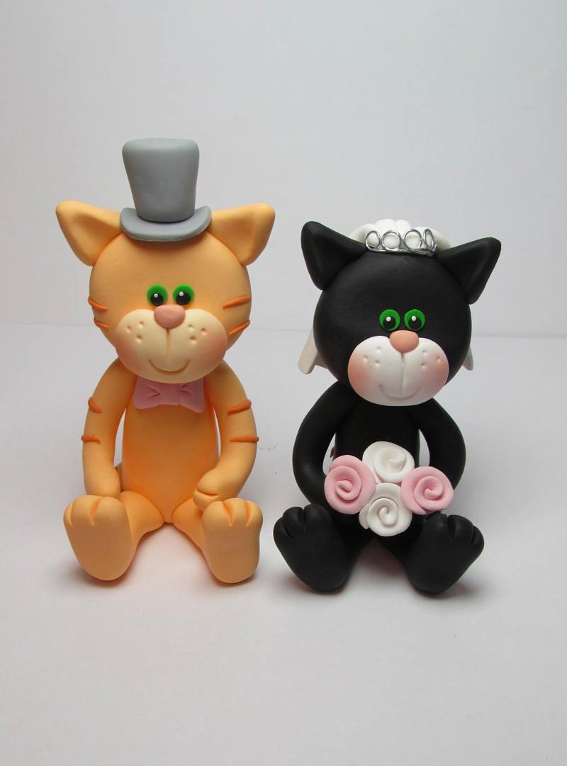 Wedding - Cat Wedding Cake Topper, Bride And Groom, Novelty Topper, Handmade