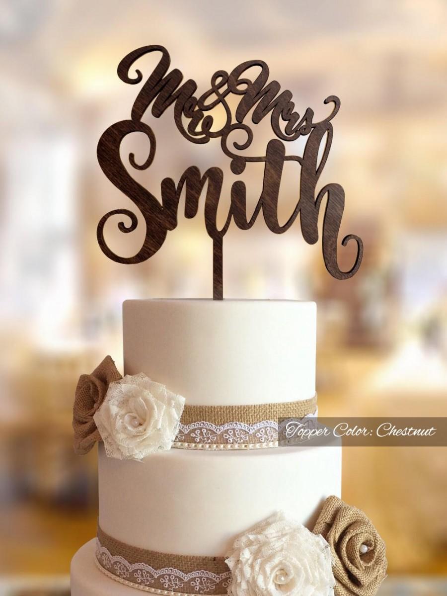 Mariage - Custom Wedding cake topper with surname.  Personalized wedding cake topper. Rustic wedding cake topper. Custom wedding Cake topper. CSTR-18