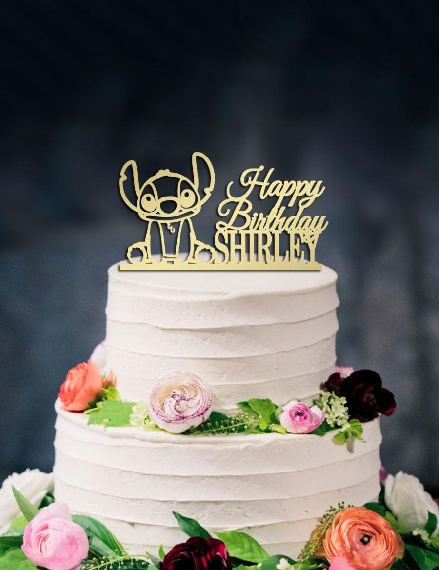 Mariage - Disney Lilo & Stitch Birthday cake topper,Disney Inspired Cake Topper, Custom Happy Birthday Cake Topper, stitch silhouette