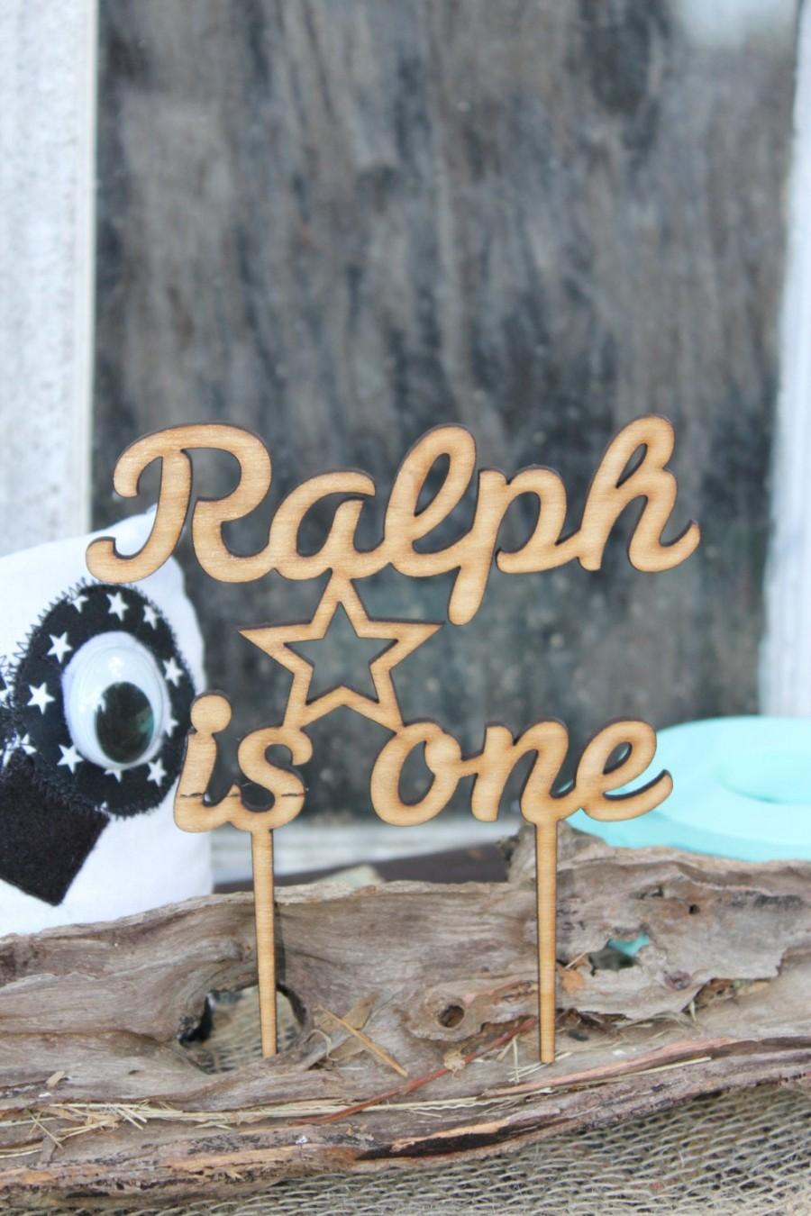 Mariage - Customised Happy Birthday Cake Topper is One Topper  with name, & Star, Childern birthday cake, personalised  Cake Decor , wooden, rustic