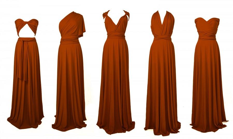 Mariage - BURNT ORANGE Bridesmaid Dress/ CUSTOM LeNGTHS/ Convertible Dress / Infinity Dress/ Multiway Dress/  Multi Wrap Dress / Plus Size / Petite