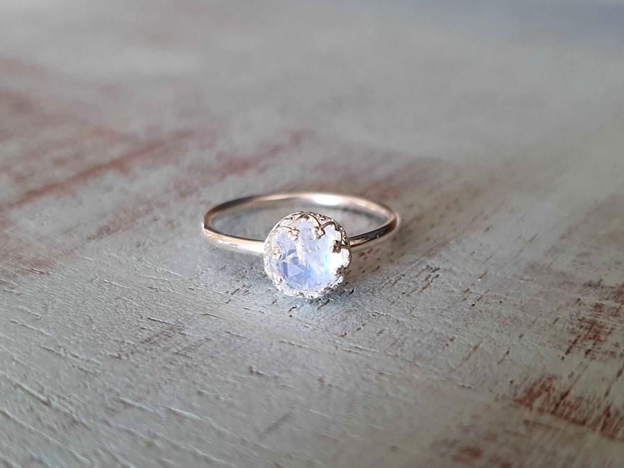 Hochzeit - rainbow moonstone ring for women, gemstone promise ring for her, delicate ring, moon stone purity ring, June birthstone ring