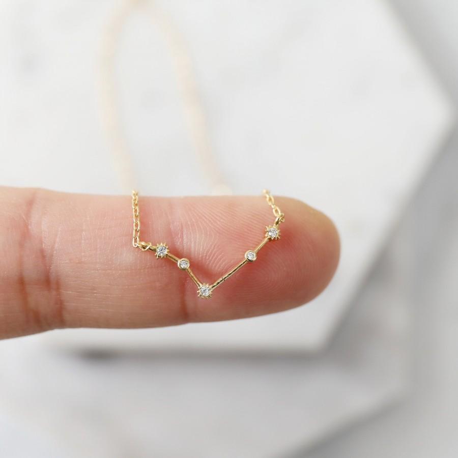 Wedding - Gold Aries Necklace, Zodiac Jewelry,Celestial Jewelry, Constellation Necklace ,March, April Birthday Gift,Bridesmaid Gift