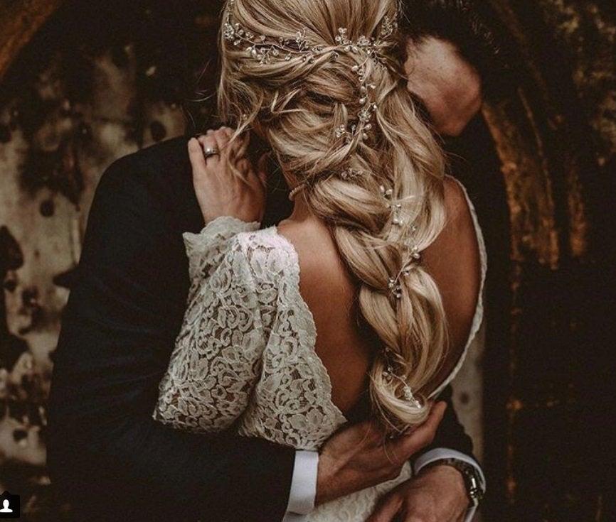 Свадьба - Boho 10-80" Bridal Hair Vine Extra Gold Silver Long Hair Vine Wedding Hair Wreath Bridal Headpiece Wedding Pearl Vine Bridal Jewellery