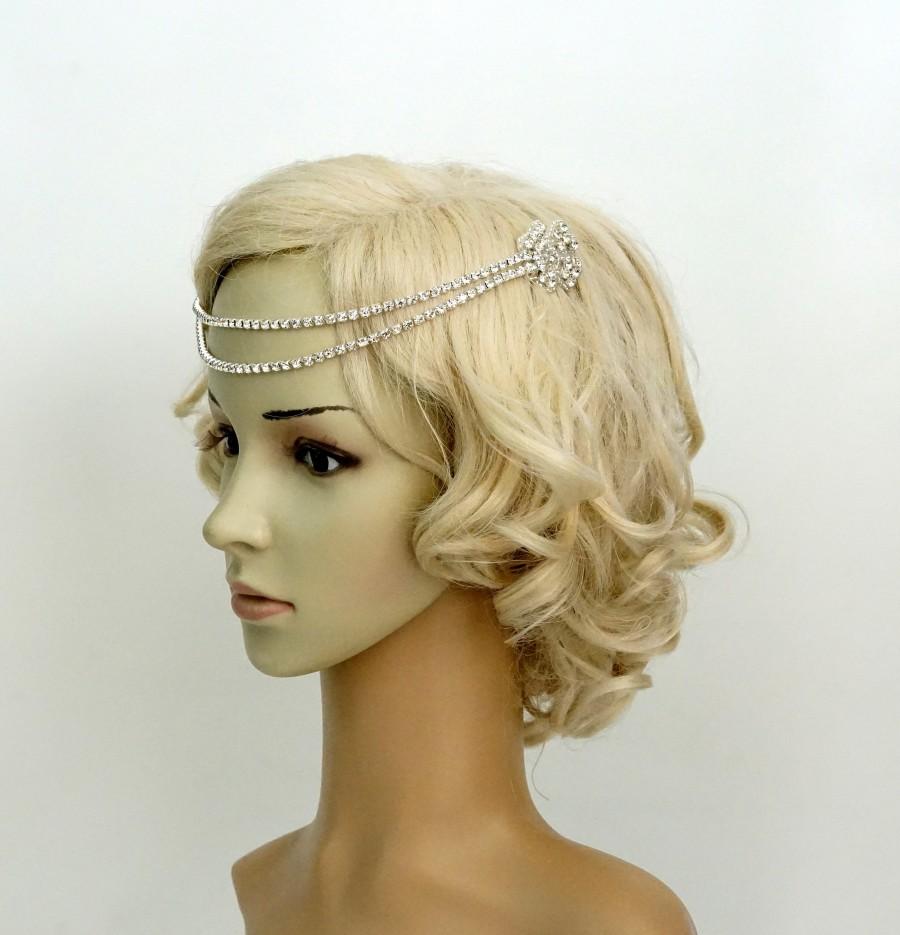 Mariage - Bridal Rhinestone Headband 1920s Chain The Great Gatsby flapper Headpiece, 1920s Headpiece, crystal SWAROVSKI Rhinestone flapper, halo gift