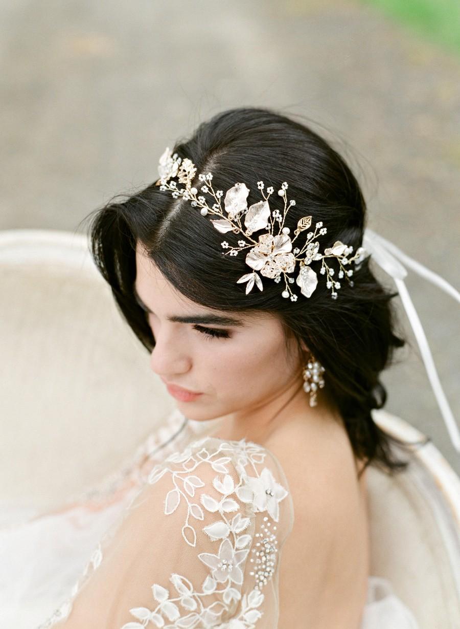 Hochzeit - Headpiece Bridal Headpiece Gold, Bridal Headpiece, Bridal Hair Accessory HARLOW Bridal Headpiece, Wedding Hair Vine As Seen in British Vogue
