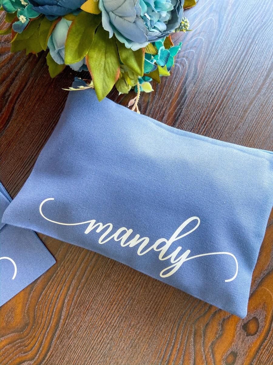 Hochzeit - Bridesmaid personalized cosmetic case, make up bag, bridesmaid gift