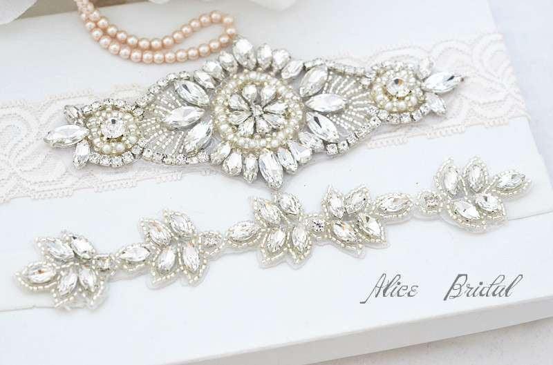 زفاف - Wedding white lace garter set ,Bridal garter set , Crystal  bridal garter . Wedding garter , wedding gift