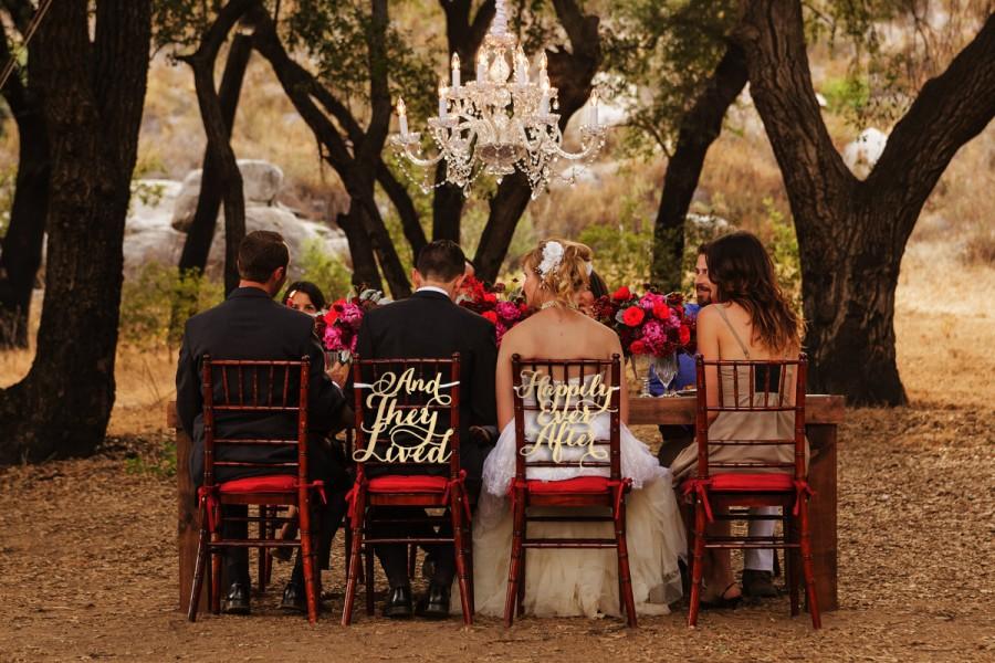 Mariage - Wedding Chair Signs, Disney Wedding,  And They Lived Happily Ever After, Happily Ever After Chair Sign, Disney Wedding Chair Sign