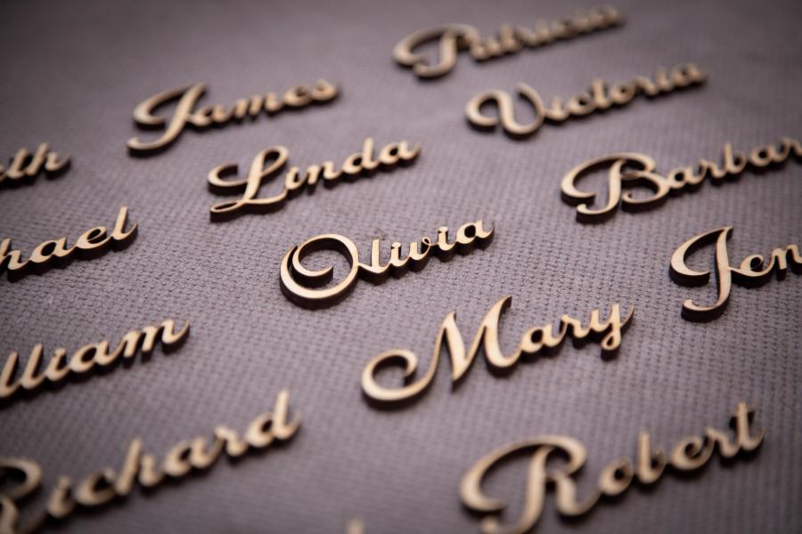 Wedding - Wedding place card, laser cut names. Wedding place names, table name cards.