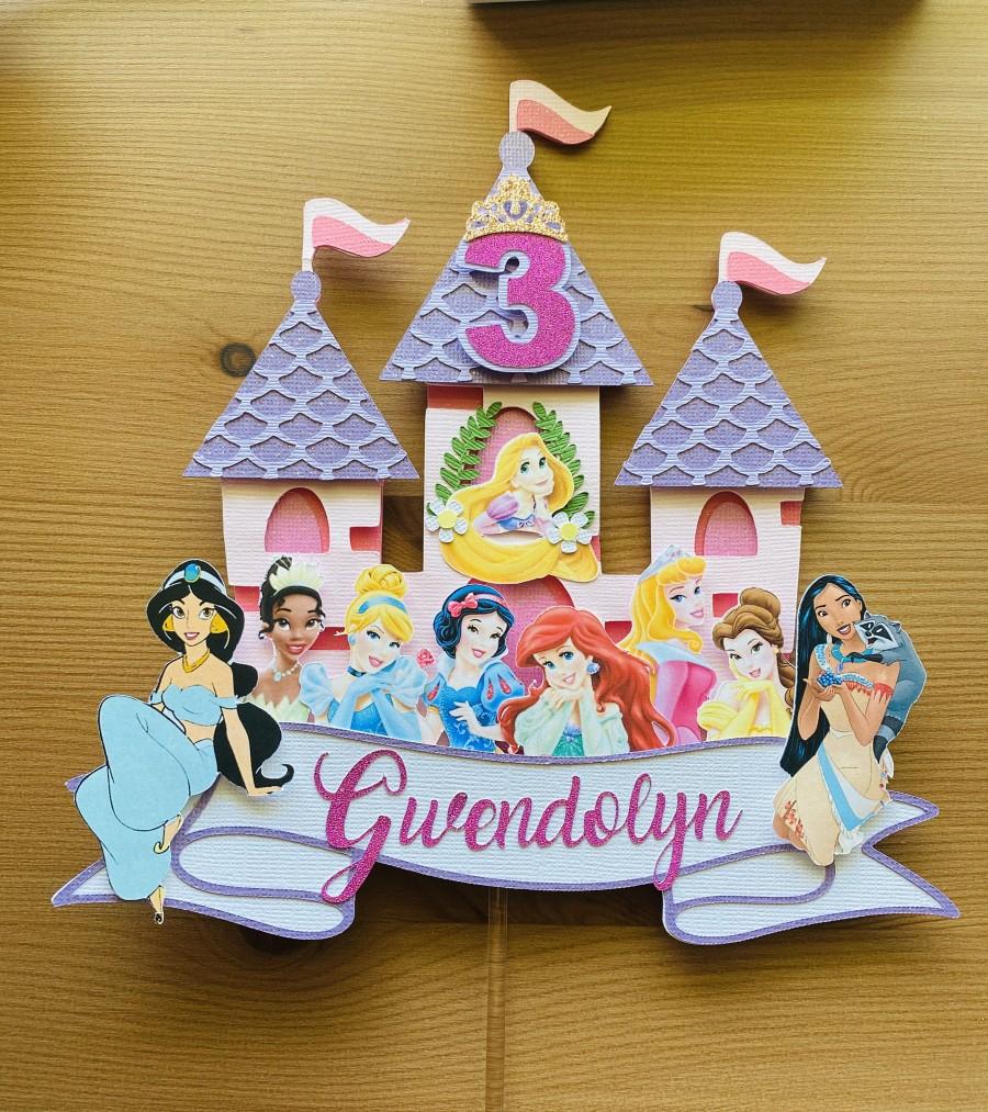 Mariage - Disney Princess Cake Topper, Personalized Cake Topper,Disney Princesses Cake Topper, Custom Princess , Tea Party Decor, Princess Cake Topper