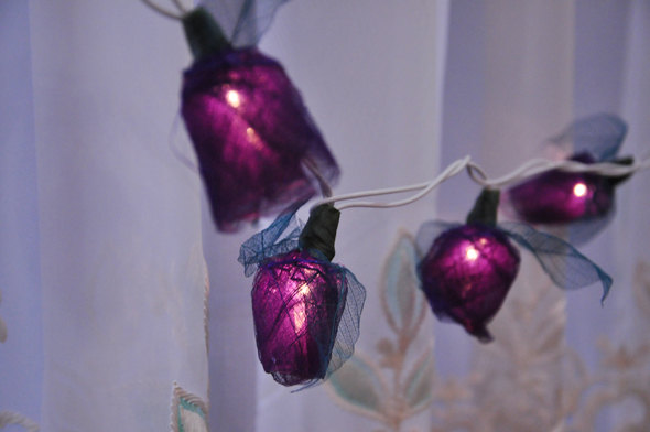 زفاف - 35 Mystery Violet Rose String lights for Patio,Wedding,Party and Decoration