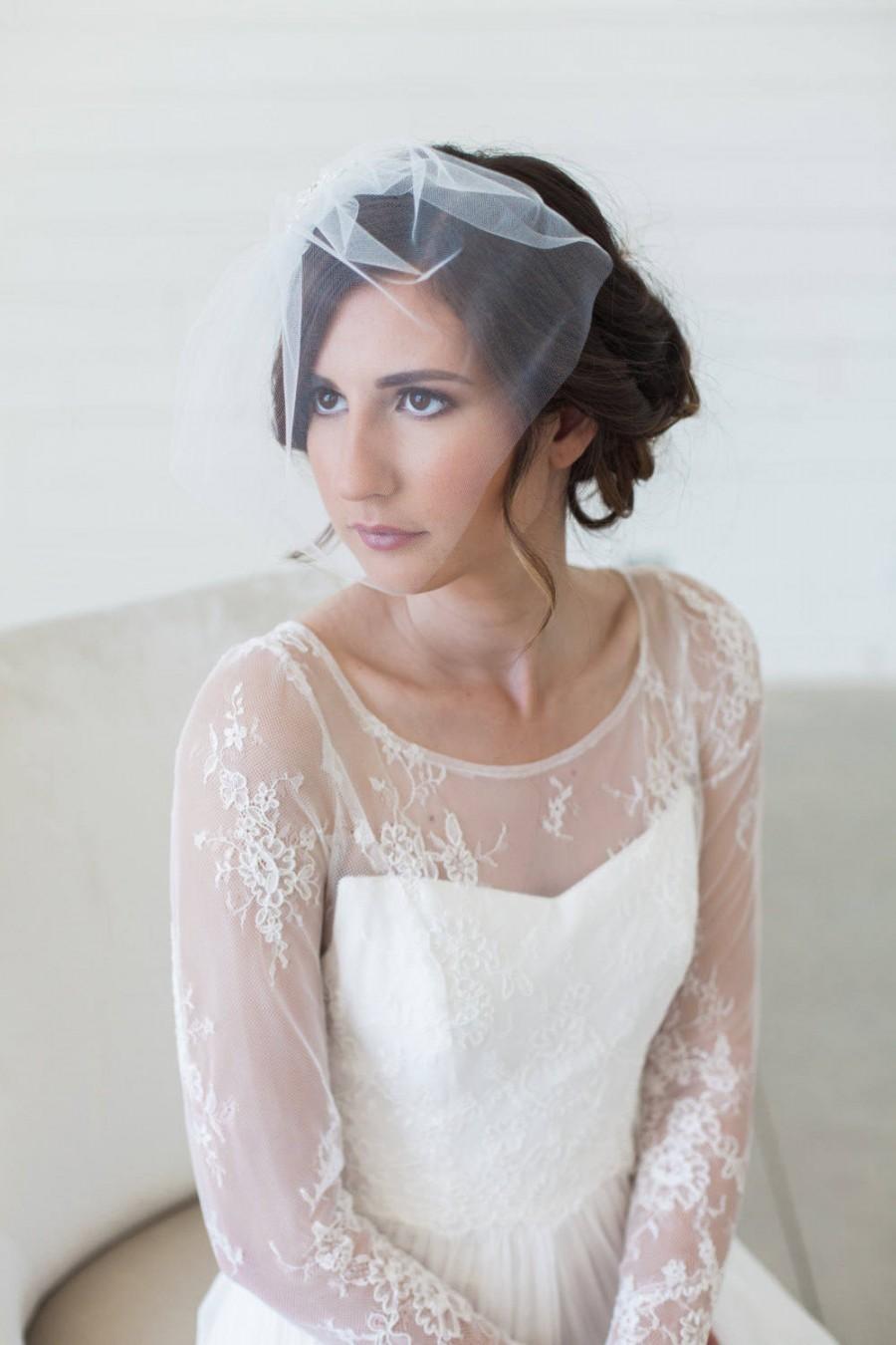 Wedding - Simple veil, Modern mini birdcage veil, Tulle Veil, Blusher Veil, Birdcage Veil, Short Wedding Veil, Small Veil, elopement birdcage veil