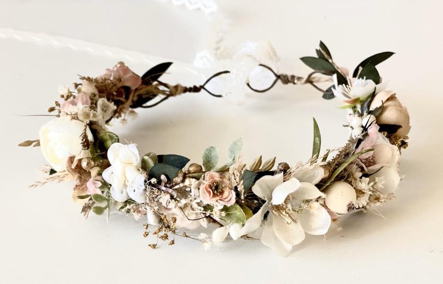 زفاف - Dried Flower Crown, Flower Crows,  Wedding, Flower Girl, Mommy and Me Flower Crowns, Floral Crown- Boho Flower Crown