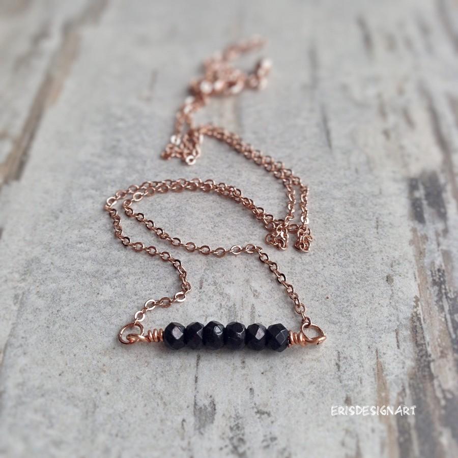 زفاف - Empath protection amulet Tiny delicate natural black tourmaline necklace with gold filled chain October birthstone healing necklace