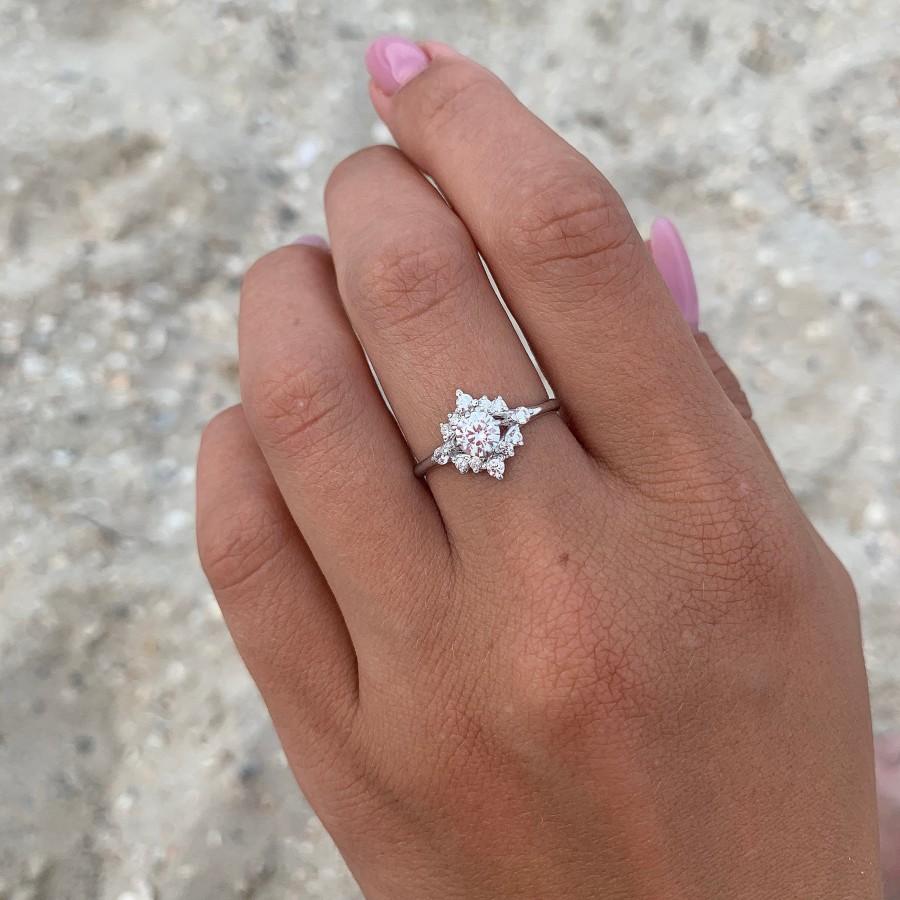 زفاف - Art deco engagement ring, Antique style silver ring, Women silver ring, 0.5 CT engagement ring , Unique ring for her, Anniversary women ring
