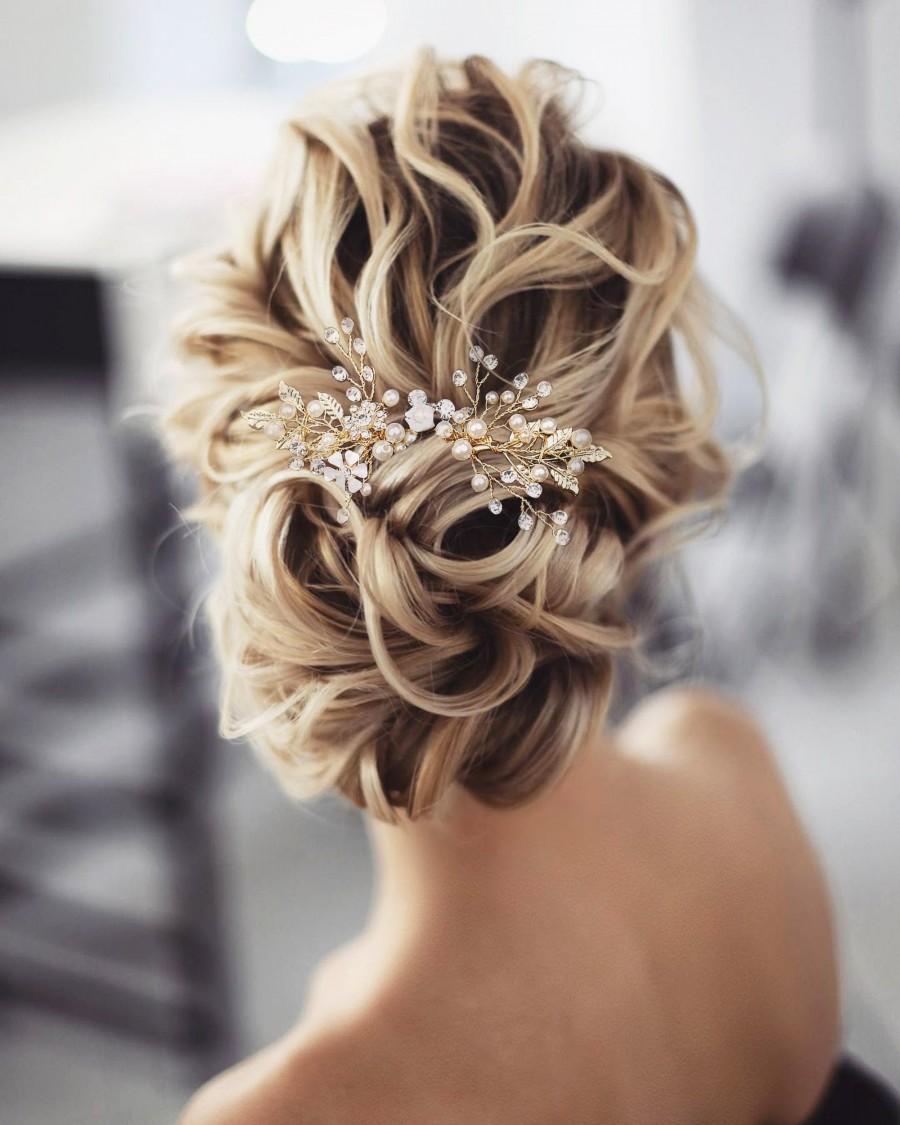 Mariage - Crystal Bridal Hair Comb Pearl Wedding Hair Comb Bridal Comb Pearl Hair Comb Hair Comb for Wedding Bridal Hair Piece Hair Comb