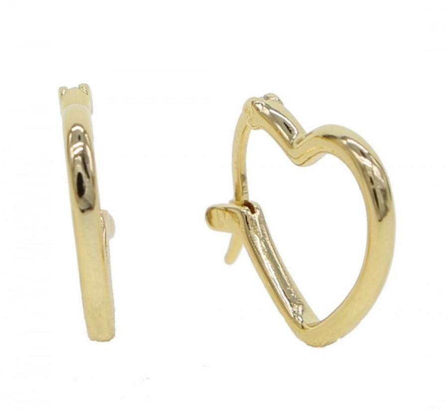 زفاف - Large Hearts Earrings, Gold plated Pendant piercings, Heart huggie hoops, Gold filled Earrings, gifts Valentín day, wife gifts, dainty ear 