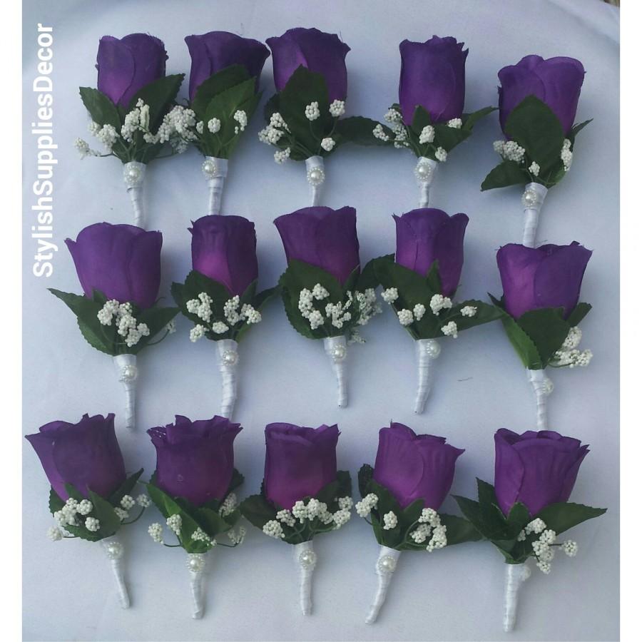 Свадьба - Purple Wedding Boutonnieres Purple Men Boutonnieres Purple Wedding Accessories Purple Rose Boutonniere Purple Wedding Decoration Groom Rose