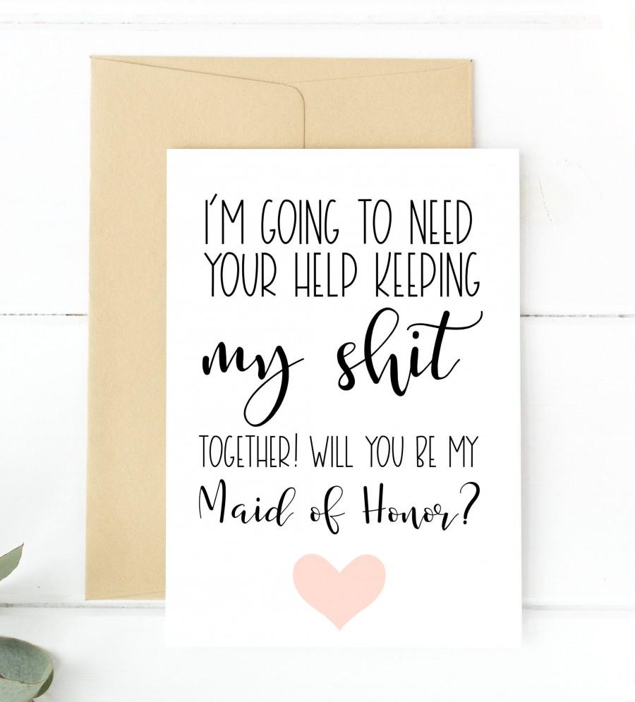 Hochzeit - Funny Maid of Honor Card, Maid of Honor Proposal, Funny MOH Cards, MOH Card, MOH Proposal Card, Will You Be My Maid of Honor