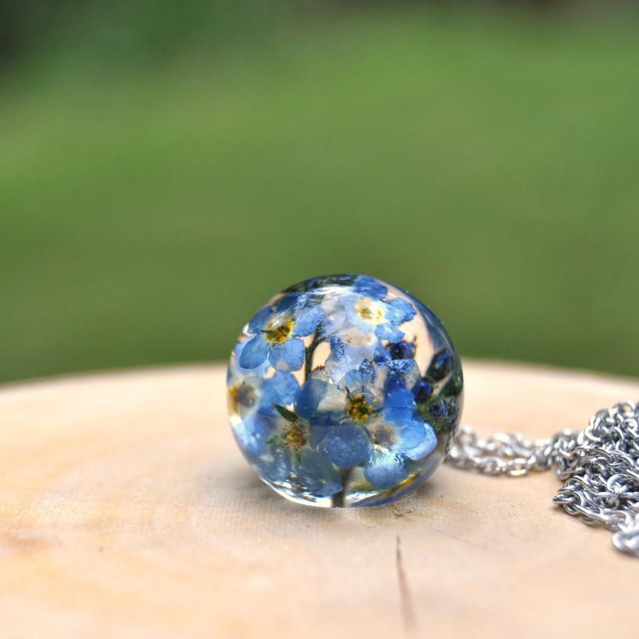 زفاف - Real Forget-Me-Not Necklace • Mothers Day Flower Gift Idea • Real Blue Flower Resin Jewelry • Botanical Jewelry • Unique Gifts for Women