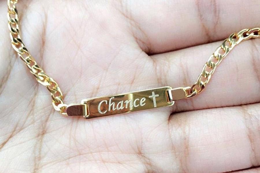 زفاف - Baptism gift boy baby bracelet personalized 14k gold plated jewelry for baby shower gift for baby protection bracelet with name