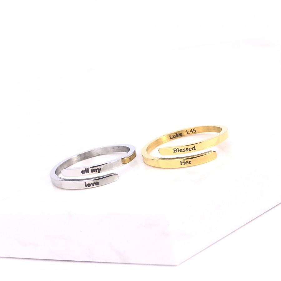 زفاف - Two Names Ring, Personalized Wrap Ring, Custom Name Rings , Friend Ring, Engraved Ring, Memorial Day, Love Gifts for Women Girls