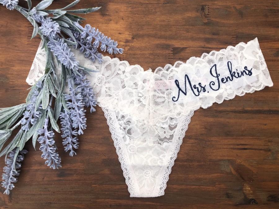 Ivory Personalized Mrs Underwear Bridal Lingerie Bride Panties Honeymoon Thong T For The