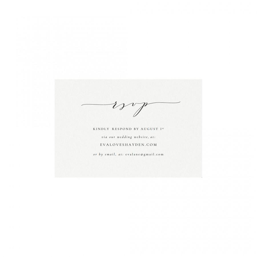 Свадьба - Melia RSVP Card in Black Calligraphy, Email Reply, Printable Wedding Website RSVP Card, Minimal Template Editable Templett Instant Download