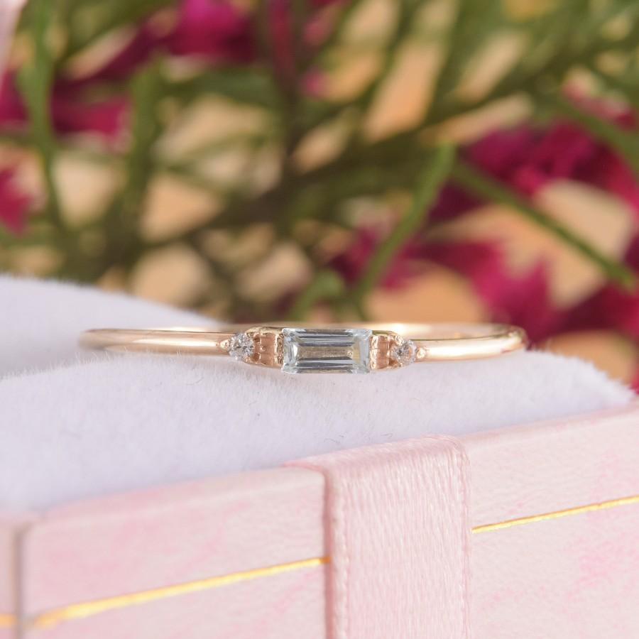 زفاف - Womens Topaz Promise Ring, Yellow Gold Small Minimalist Ring, Dainty Promise Ring for Her, Blue Topaz Ring, Gold Delicate Ring,Topaz Jewelry
