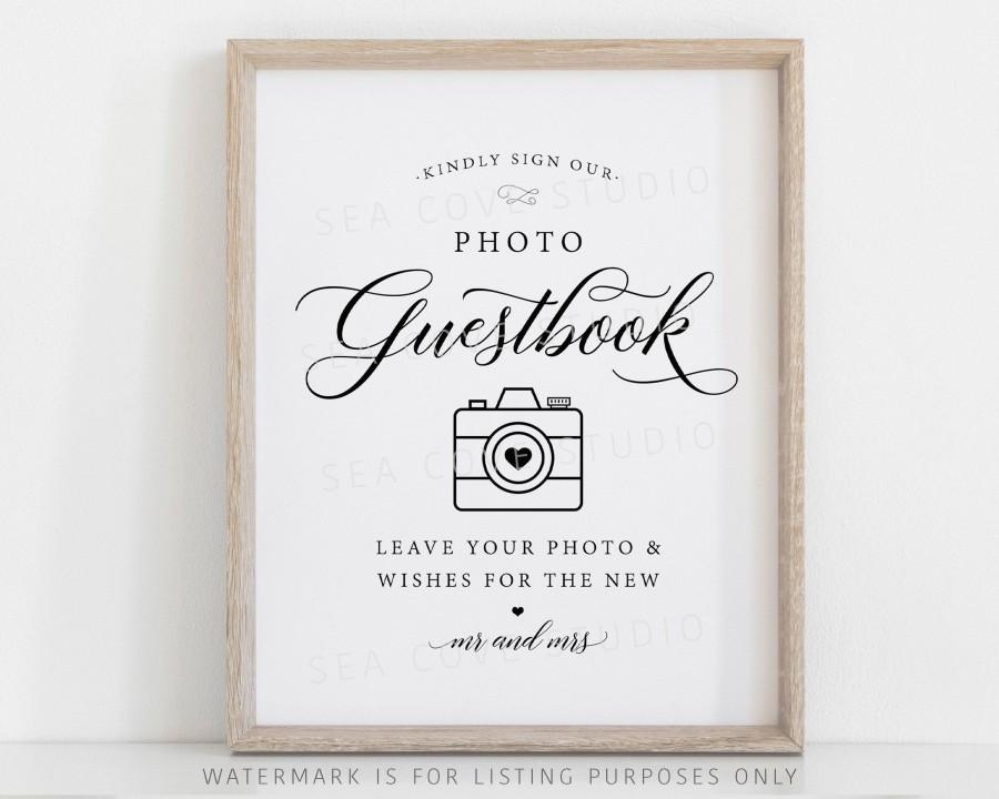 Wedding - Photo Guest book Sign, Wedding Photo Guestbook Sign, Photo Guestbook Printable, Wedding Reception, Script Font, Instant Download, BRN