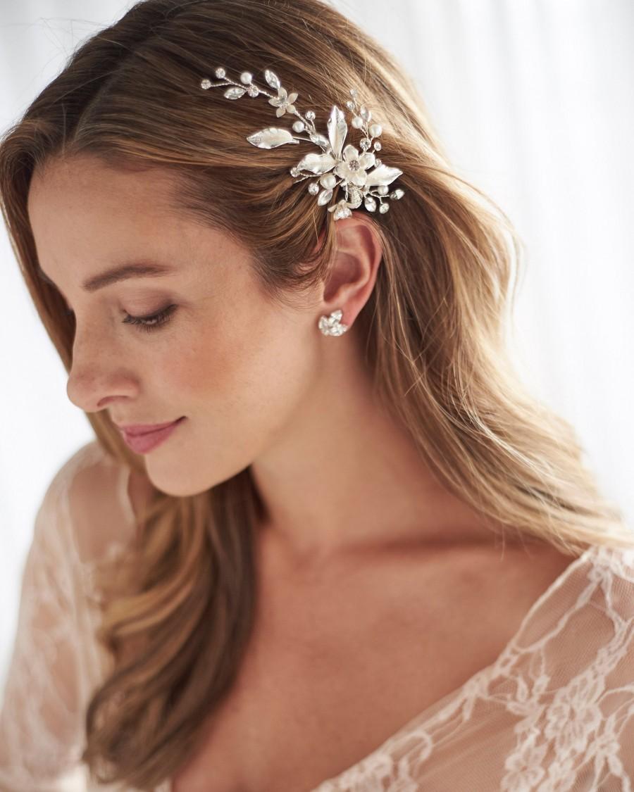 زفاف - Wedding Hair Clip, Bridal Hair Accessory, Pearl & Floral Bridal Clip, Floral Wedding Hair Clip, Pearl Wedding Hair Clip ~TC-2276