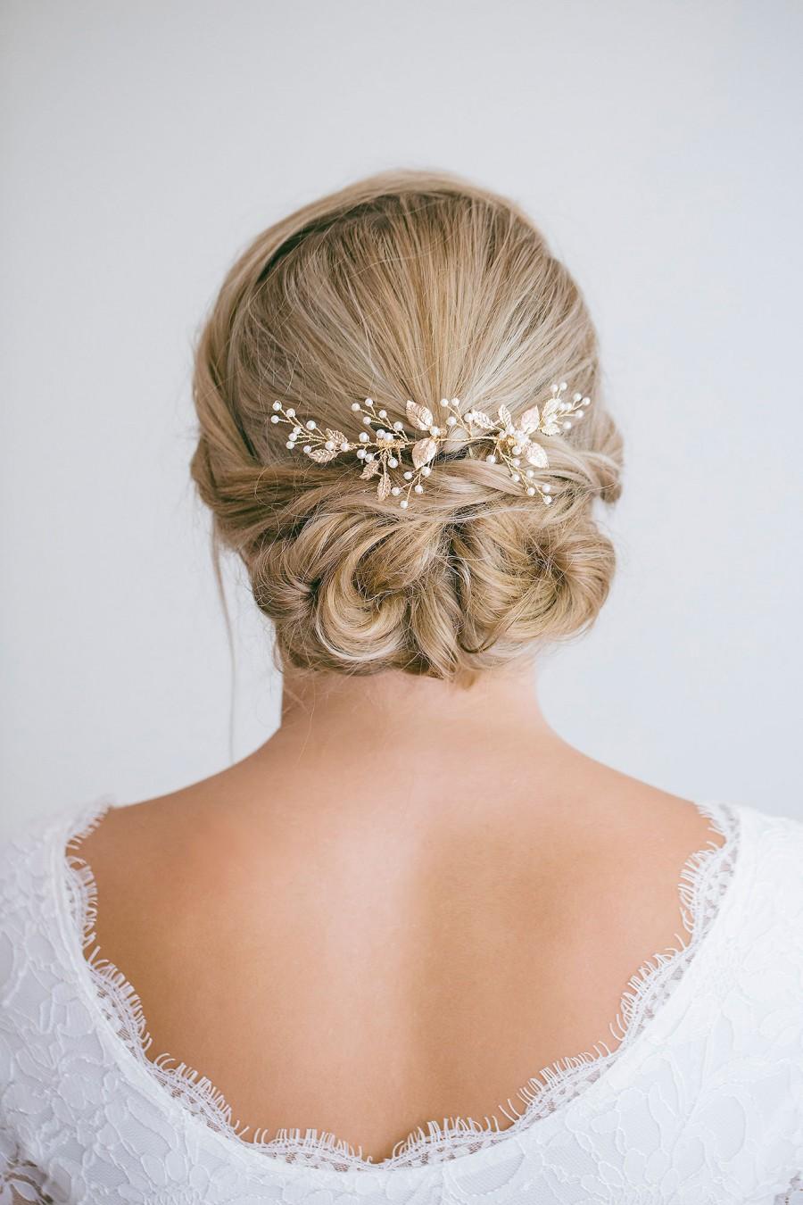 Свадьба - Bridal Gold Leaf Hair Vine, Gold Leaf Hair Comb, Leaf Wreath, Gold Hair Vine, Bride Hair Accessories, Leaf Hair Vine