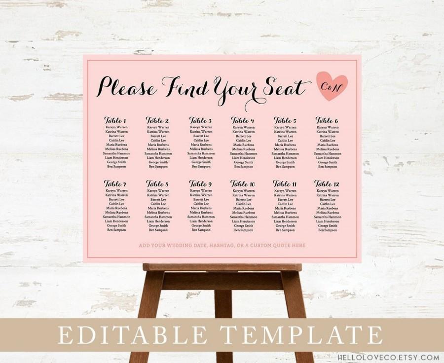 EDITABLE Wedding Seating Chart Table Custom Wedding Table Plan DIY Instant Download Templett Printable Find Your Seat Table Assignment