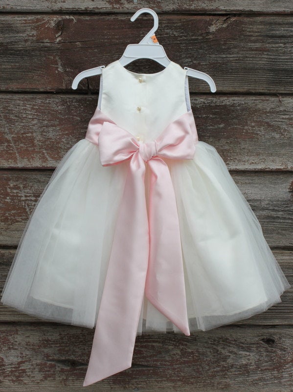 Wedding - Size 0-3M to size 16 Flower Girl Dresses - IVORY with Champagne (FD0FL) - Wedding Easter Junior Bridesmaid