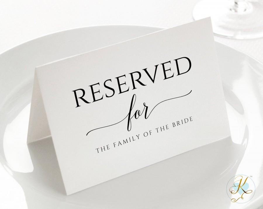 Свадьба - Small Wedding Reserved Sign Template (Tent) 