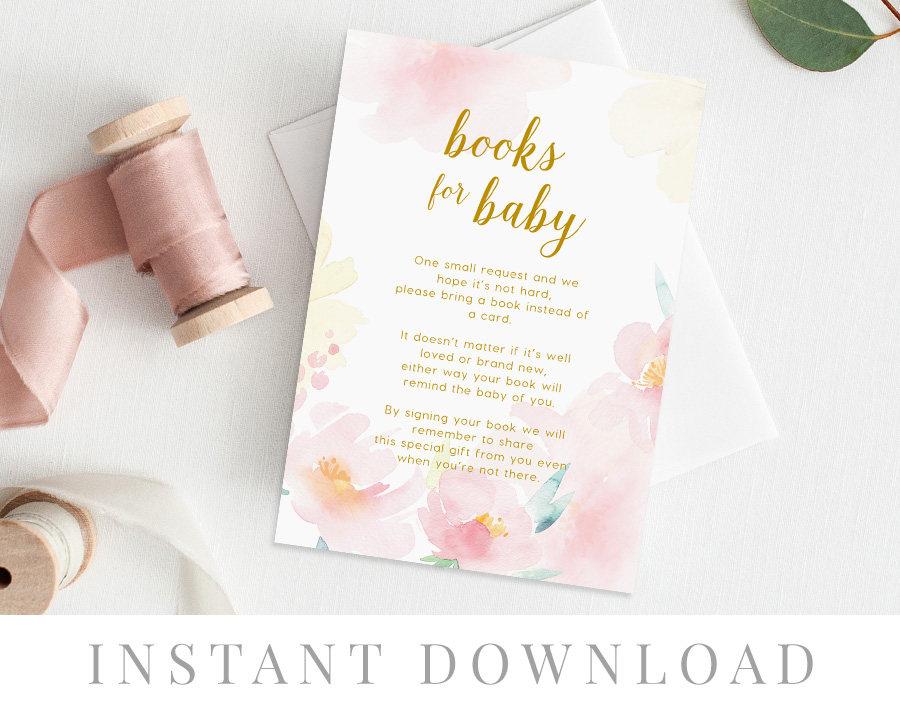 Свадьба - Books for Baby Editable pdf Template, INSTANT DOWNLOAD, Gender Neutral, For a girl, For a boy, Books for Baby, Baby Shower, Peachy