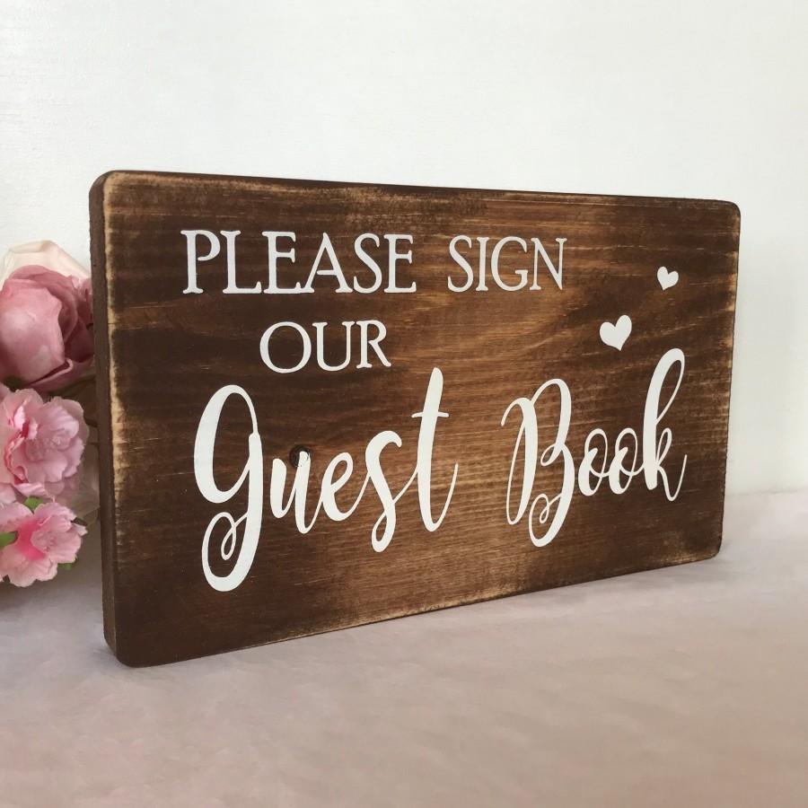 Свадьба - Rustic Wedding Sign - Please Sign Our Guest Book - Wedding Guest Book - Personalised Wooden Vintage Sign - Wedding Table Decor