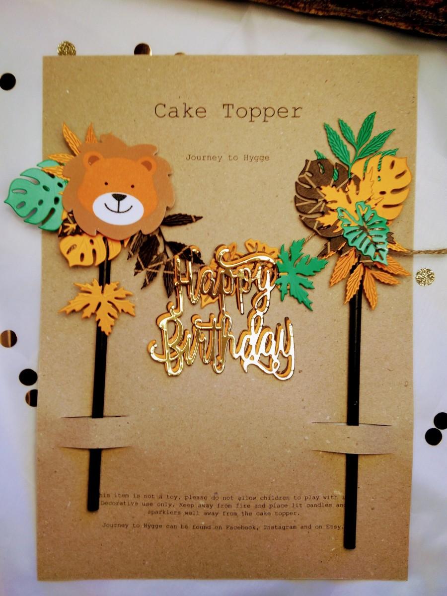 Mariage - Cake Topper, Tropical Jungle, Lion, Happy birthday, kids birthday cakes.