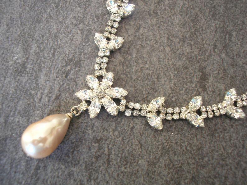 زفاف - Pearl Drop Necklace, Pearl Bridal Necklace, Vintage Pearl Choker, Pearl Wedding Jewelry, Downton Abbey Jewellery, Dainty Pearl Necklace
