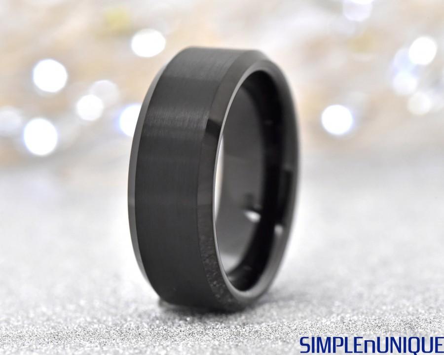 زفاف - 8mm Men's Wedding Ring, Men's Tungsten Ring, Men's Tungsten Wedding Band, Black Tungsten Ring, Promise Ring for Him, Tungsten Mens Ring
