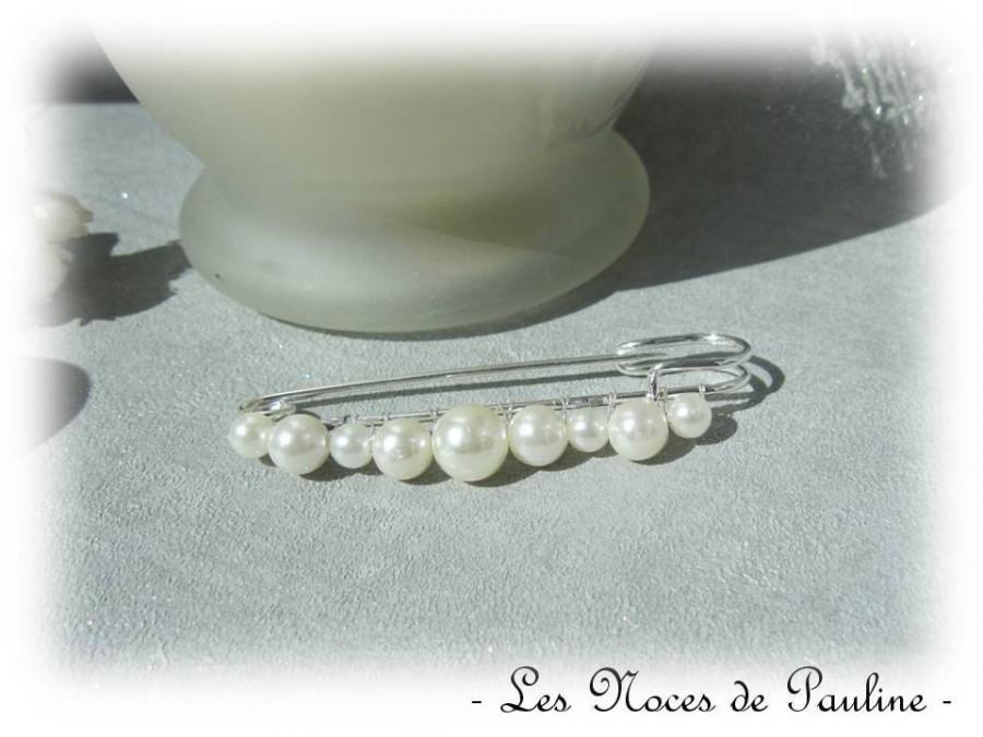 Свадьба - Attached ivory sled in pearls, MM wedding, brooch wedding brooch wedding dress, lifts traine, brooch beads, fast sending