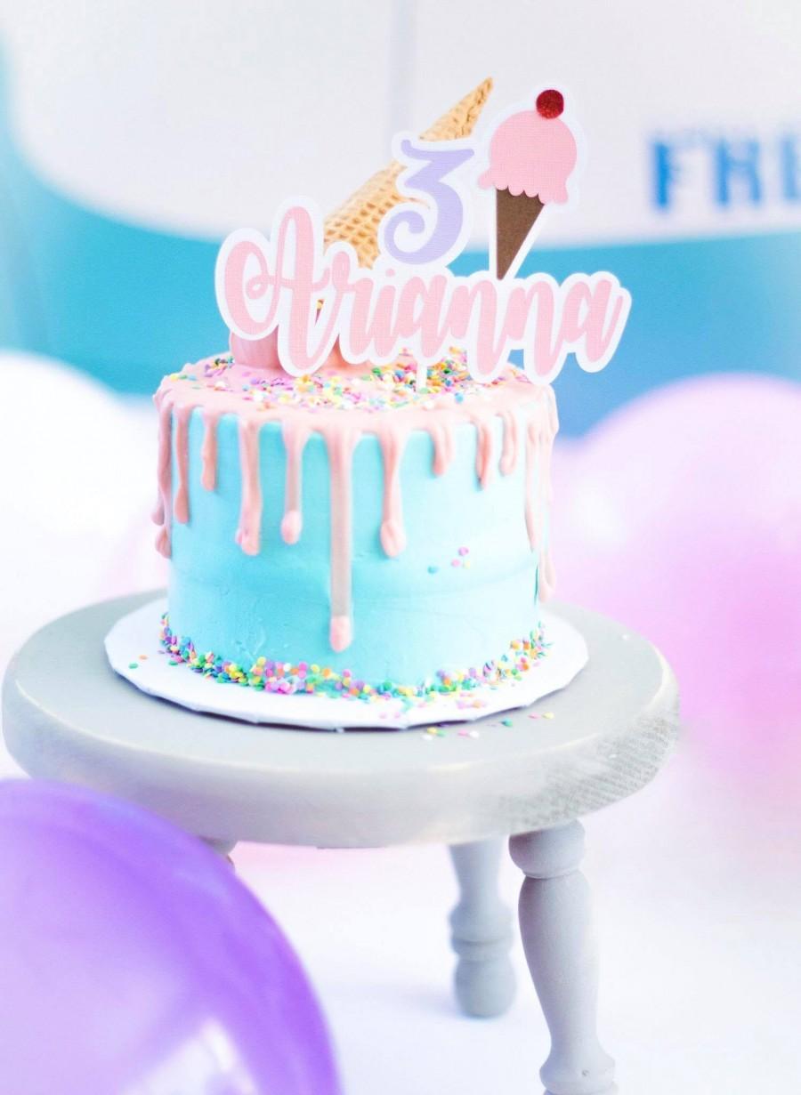 Свадьба - Ice Cream Cake Topper - Ice Cream Birthday Party - Personalized Ice Cream Topper - Two Sweet Cake Topper - Ice Cream Birthday Decorations